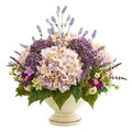 32" Hydrangea, Lavender and Mixed Flower Artificial Arrangement