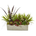32" Mixed Succulent and Grass Garden Artificial Plant in White Planter
