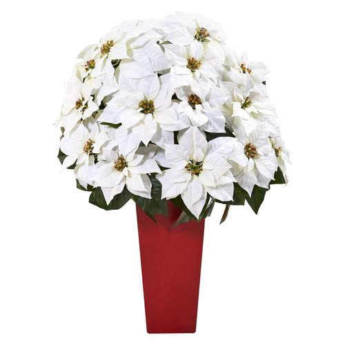 32" Poinsettia Artificial Arrangement in Red Vase
