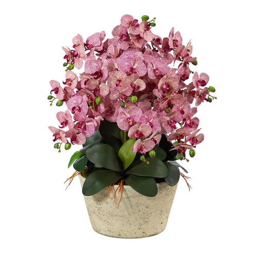 33" Phalaenopsis Orchid Artificial Arrangement in White Vase