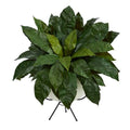 34" Bird’s Nest Fern Artificial Plant in White Planter with Metal Stand