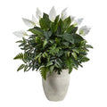 34" Mixed Spathiphyllum Artificial Plant in White Planter