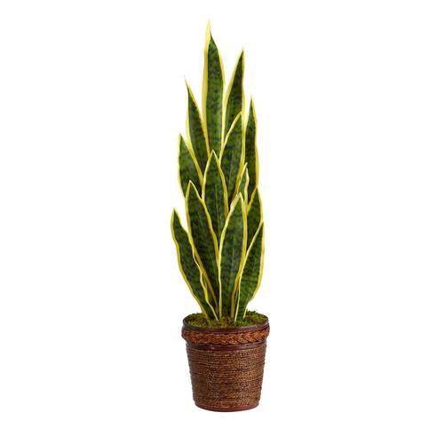 34" Sansevieria Artificial Plant in Basket