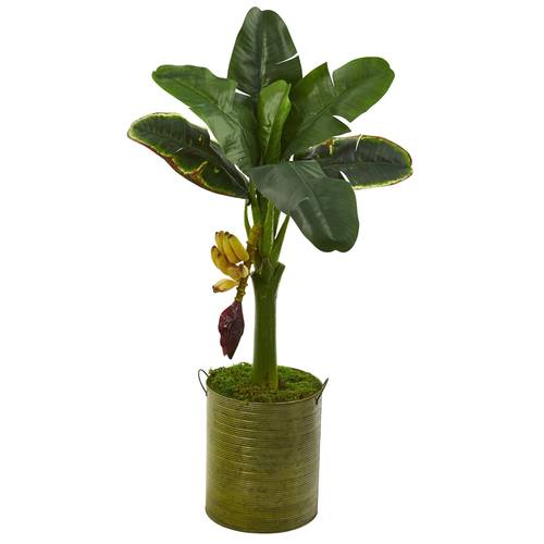 35" Banana Artificial Tree in Green Planter