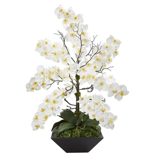 35" Mixed Phalaenopsis Orchid Artificial Arrangement in Black Vase