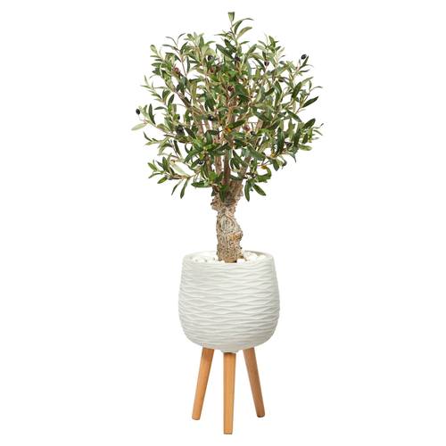 3.5'Olive Artificial Tree in White Planter with Stand