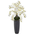 3.5'Phalaenopsis Orchid Artificial Arrangement in Gray Vase 