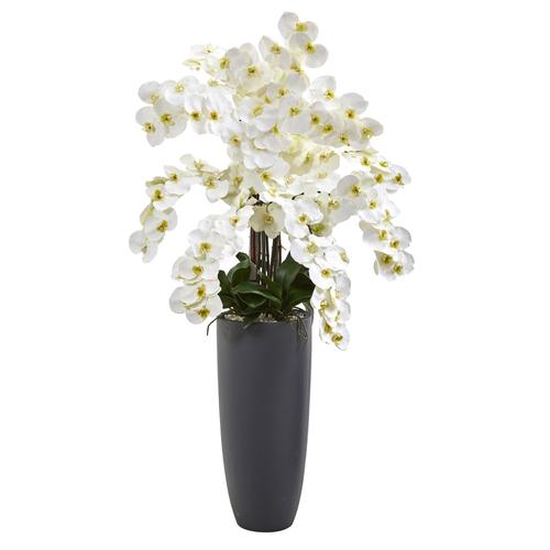 3.5'Phalaenopsis Orchid Artificial Arrangement in Gray Vase 