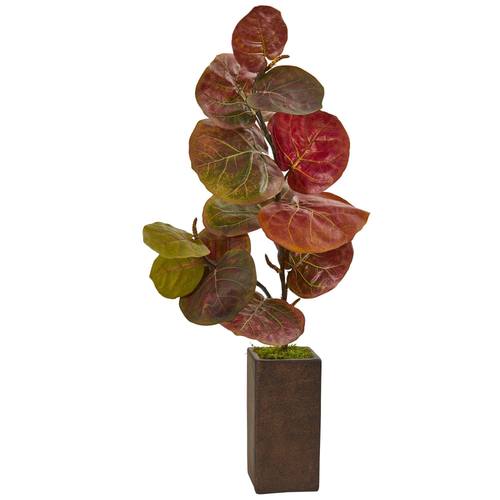 35" Sea Grape Artificial Plant in Weathered Brown Planter