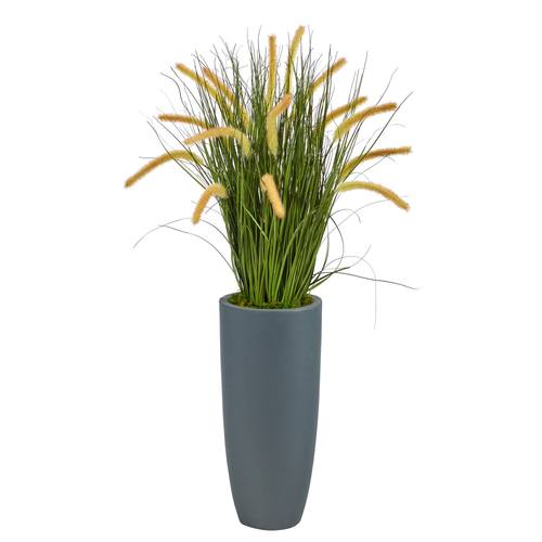 37" Onion Grass Artificial Plant in Gray Planter