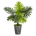 38" Philodendron Artificial Plant in Decorative Tin Planter (Real Touch)