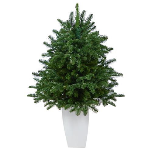 38" South Carolina Spruce Artificial Christmas Tree with 458 Bendable Branches in White Metal Planter