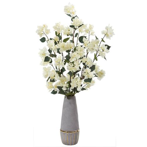 39" Bougainvillea Artificial Arrangement in Stoneware Vase