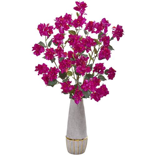 39" Bougainvillea Artificial Arrangement in Stoneware Vase