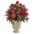 39" Mixed Anthurium Artificial Plant in Decorative Urn