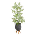 39" Ruffle Fern Artificial Tree in Gray Planter with Stand
