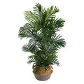 4'Areca Artificial Palm Tree in Boho Chic Handmade Cotton & Jute Gray Woven Planter UV Resistant (Indoor/Outdoor)