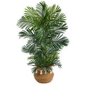 4'Areca Artificial Palm Tree in Boho Chic Handmade Natural Cotton Woven Planter with Tassels UV Resistant (Indoor/Outdoor)