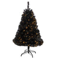 4'Black Artificial Christmas Tree with 170 Clear LED Lights