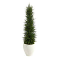 4'Cypress Artificial Tree in White Planter UV Resistant (Indoor/Outdoor)