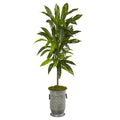 4'Dracaena Artificial Plant in Vintage Metal Planter (Real Touch)