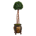 4'English Ivy Topiary Single Ball Artificial Tree in Decorative Planter UV Resistant (Indoor/Outdoor)