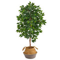 4'Ficus Artificial Tree in Boho Chic Handmade Cotton & Jute Gray Woven Planter