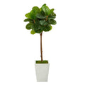 4'Fiddle Leaf Tree in White Metal Planter (Real Touch)