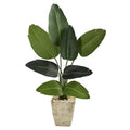 4'Travelers Palm Artificial Tree in Country White Planter