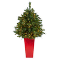4'Wyoming Mixed Pine Artificial Christmas Tree with 150 Clear Lights and 270 Bendable Branches in Tower Planter