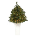 4'Wyoming Mixed Pine Artificial Christmas Tree with 150 Clear Lights and 270 Bendable Branches in Tower Planter