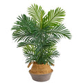 40" Areca Artificial Palm Tree in Boho Chic Handmade Cotton & Jute Gray Woven Planter UV Resistant (Indoor/Outdoor)