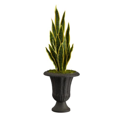 40" Sansevieria Artificial Plant in Charcoal Urn