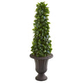 40" Sweet Bay Cone Topiary Artificial Tree in Decorative Brown Urn