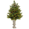 44" North Carolina Fir Artificial Christmas Tree with 150 Clear Lights and 563 Bendable Branches in Sand Colored Urn