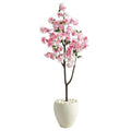 4.5'Cherry Blossom Artificial Tree in White Planter