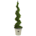 4.5'Cypress Artificial Spiral Topiary Tree in Decorative Planter