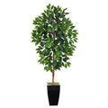 4.5'Ficus Artificial Tree in Black Metal Planter