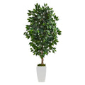 4.5'Ficus Artificial Tree in White Metal Planter