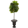 4.5'Fiddle Leaf Artificial Tree in Charcoal Urn (Real Touch)