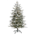 4.5'Flocked Manchester Spruce Artificial Christmas Tree with 100 Lights and 357 Bendable Branches