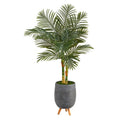 4.5'Golden Cane Artificial Palm Tree in Gray Tri-Pod Planter