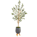 4.5'Olive Artificial Tree in Gray Planter with Stand