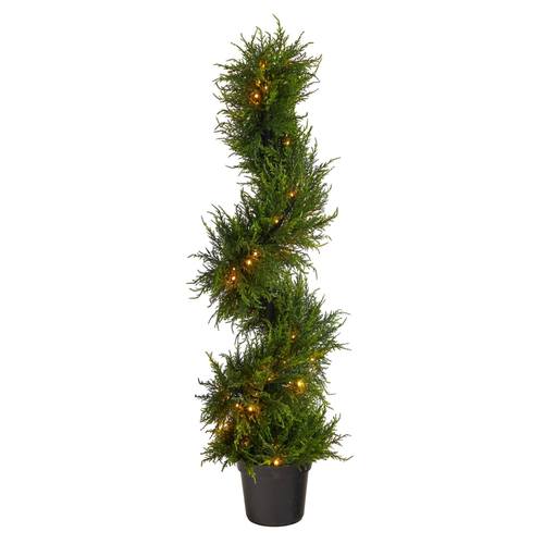45" Spiral Cypress Artificial Tree with 80 Clear LED Lights UV Resistant (Indoor/Outdoor)