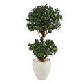 45" Sweet Bay Double Ball Topiary Artificial Tree in White Planter