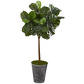 46" Fiddle Leaf Artificial Tree in Decorative Tin Planter (Real Touch)