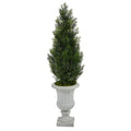 46" Mini Cedar Artificial Pine Tree in Decorative Urn UV Resistant (Indoor/Outdoor)