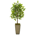 46" Mini Ficus Artificial Tree in Green Planter