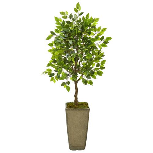 46" Mini Ficus Artificial Tree in Green Planter