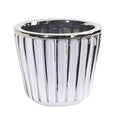 4.75" Ceramic White Vase with Silver Burnishing